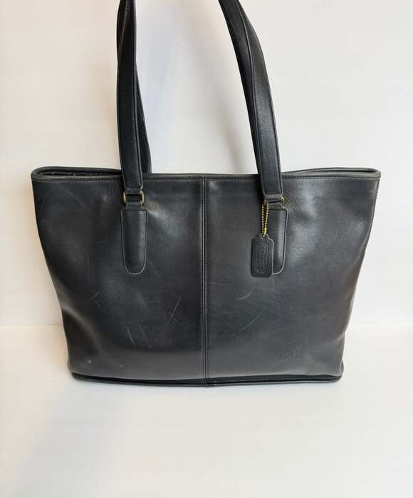 Coach Handbags - Vintage Coach Black Leather Tote Bag Made in New York City